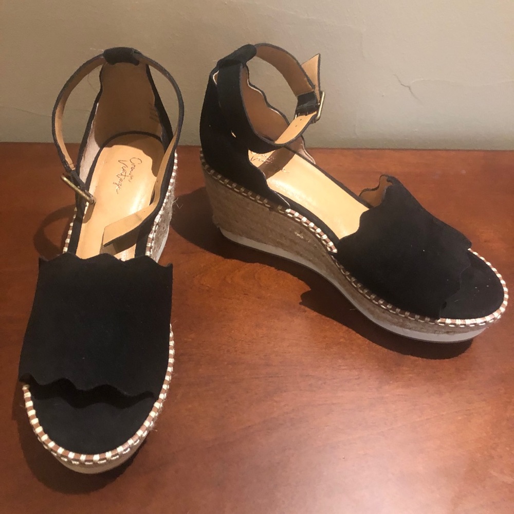 Black Wedges - Size 7, Brand: Crown Vintage